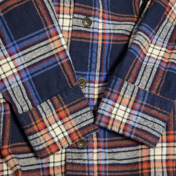 OshKosh Boys Size 7 Plaid Long Sleeve Button Down Hooded Flannel Shirt - Picture 6 of 11